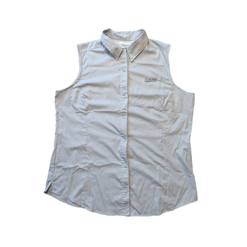 Columbia womens sleveless snap shirt, size XL, light gray